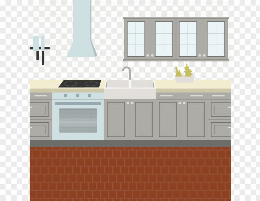 Vector Hand-painted Kitchen Furniture Download PNG
