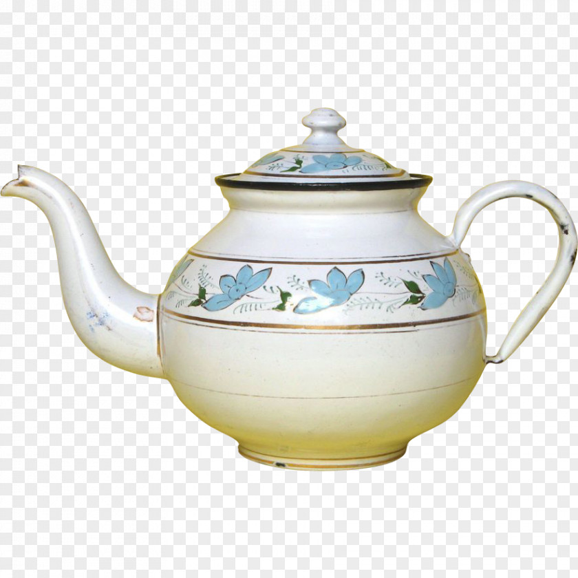 Hand Painted Teapot Kettle Porcelain Pottery Tennessee PNG