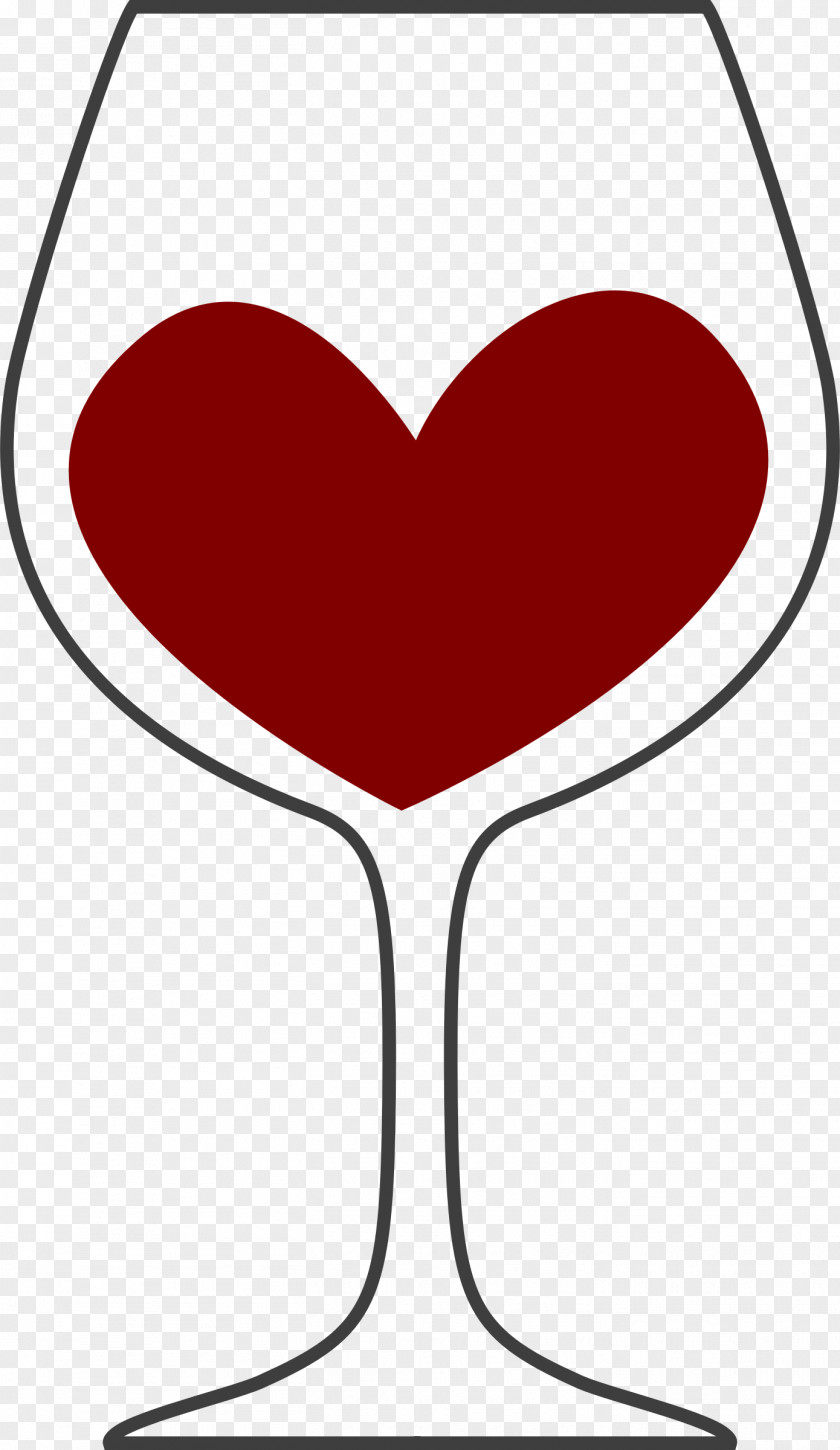 Love Heart Red Wine Glass Clip Art PNG