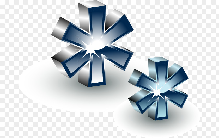 Three-dimensional Hand-painted Blue Snowflake Pattern Pointer Space Icon PNG