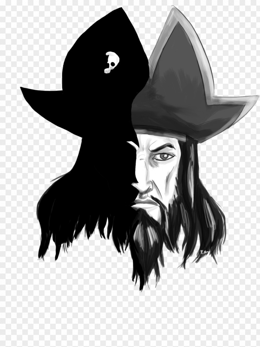 Black Beard Cartoon Silhouette White PNG