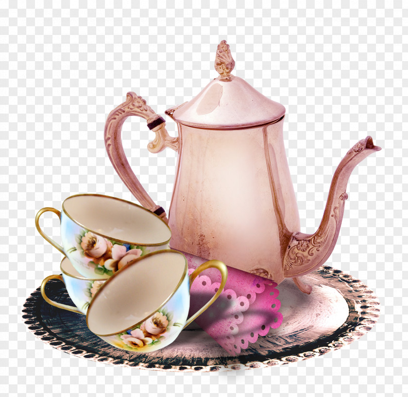 Continental Tea Teapot Teacup Set PNG