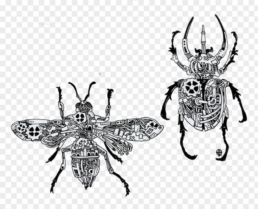 Creative Mechanical Insects Picture Material Artist Drawing Steampunk Illustration PNG