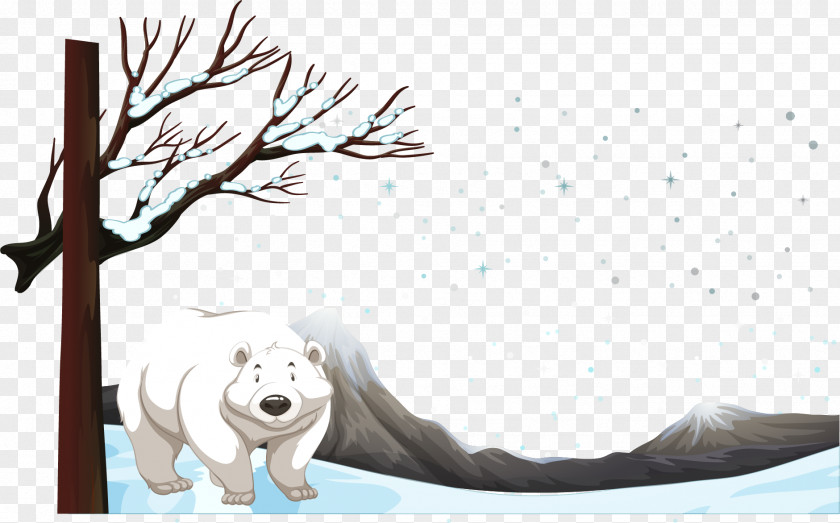 Vector Hand Painted Polar Bear Winter Adobe Illustrator Illustration PNG