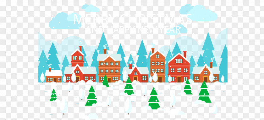 Winter Town Street Graphic Design PNG