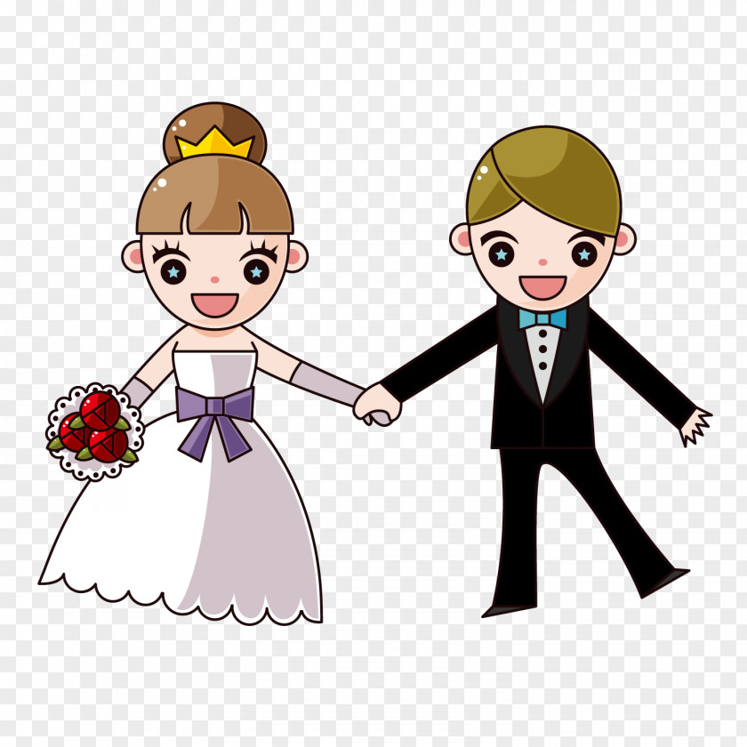 Hand Bride And Groom Wedding Invitation Cartoon Bridegroom PNG