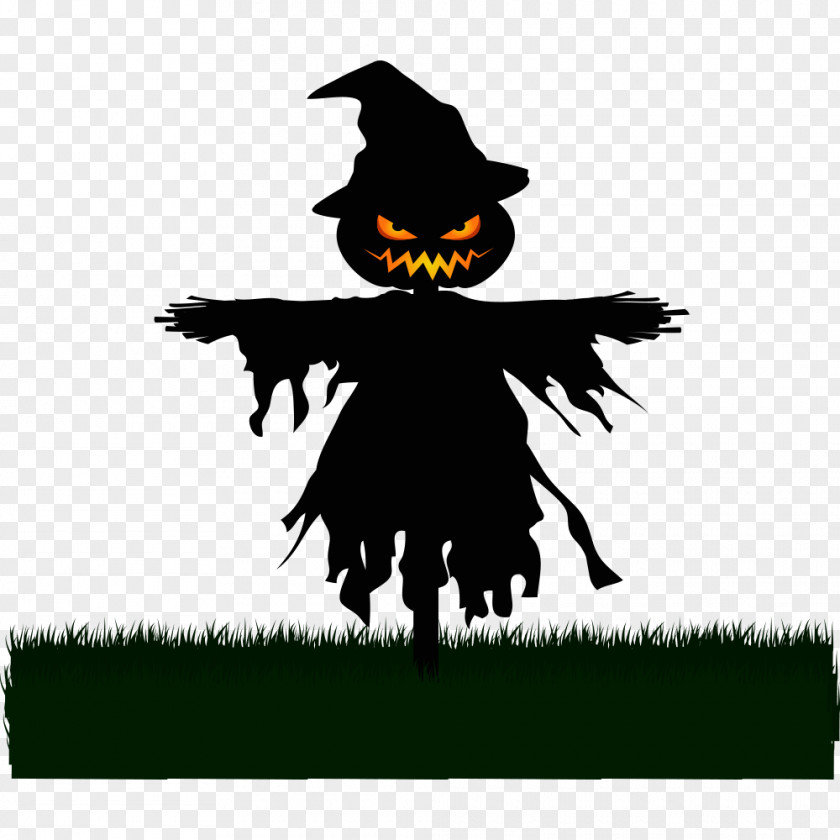 Pumpkin Scarecrow Silhouette Halloween Clip Art PNG