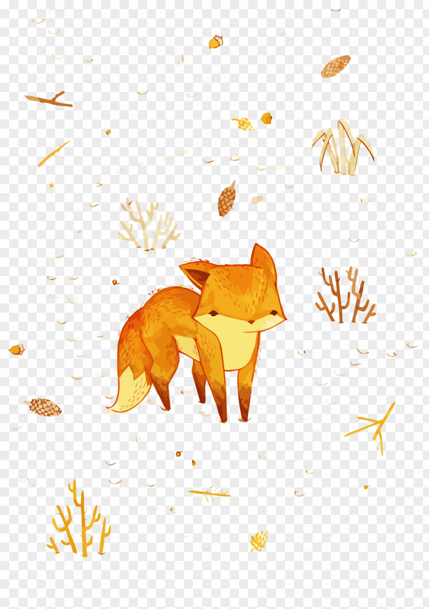 Vector Autumn Fox Drawing Illustrator Graphic Design Painting Illustration PNG