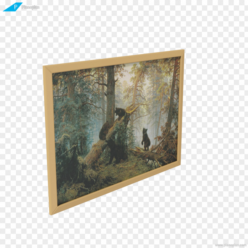 Painting Morning In A Pine Forest American Black Bear Canvas PNG