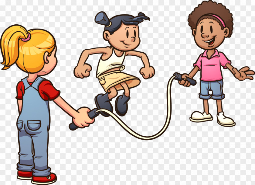 Vector Skipping Child Play Jump Ropes Cartoon Clip Art PNG