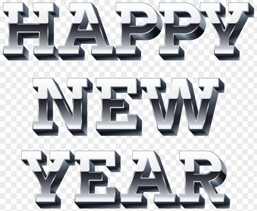 Happy New Year Silver Clip Art Image PNG