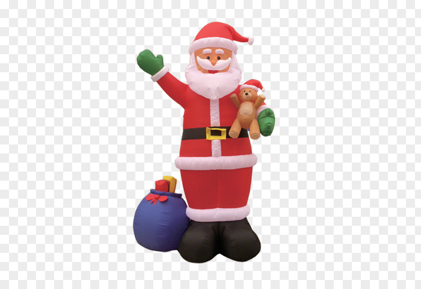 Santa Claus 12 Foot Christmas Inflatable With Gift Bag And Bear Decoration Day PNG