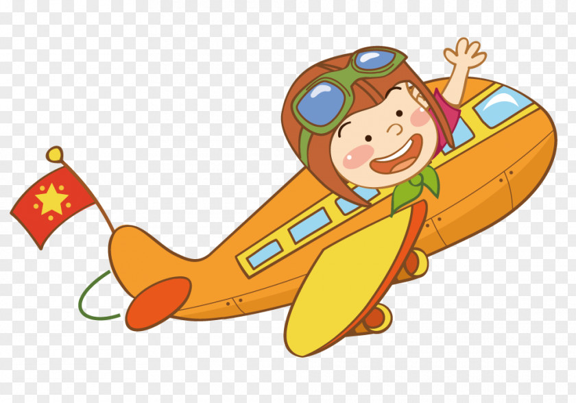 Driving Aircraft Airplane Cartoon Poster Illustration PNG
