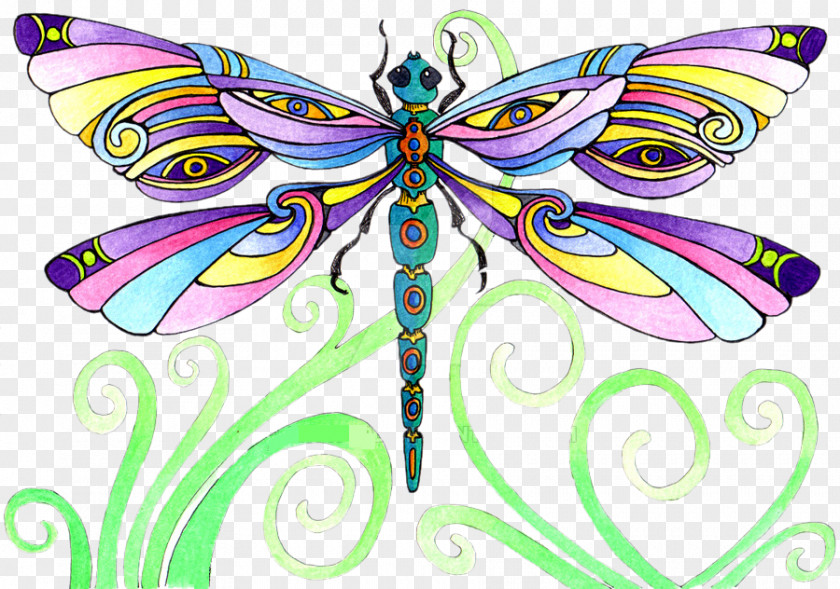 Painted Dragonfly Monarch Butterfly Drawing Clip Art PNG