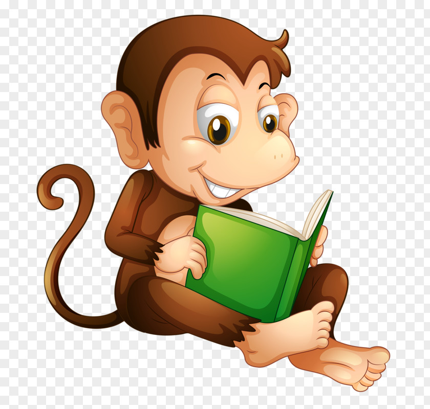 Reading Monkey Book Clip Art PNG