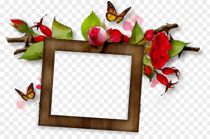 Rectangle Interior Design Watercolor Floral Frame PNG