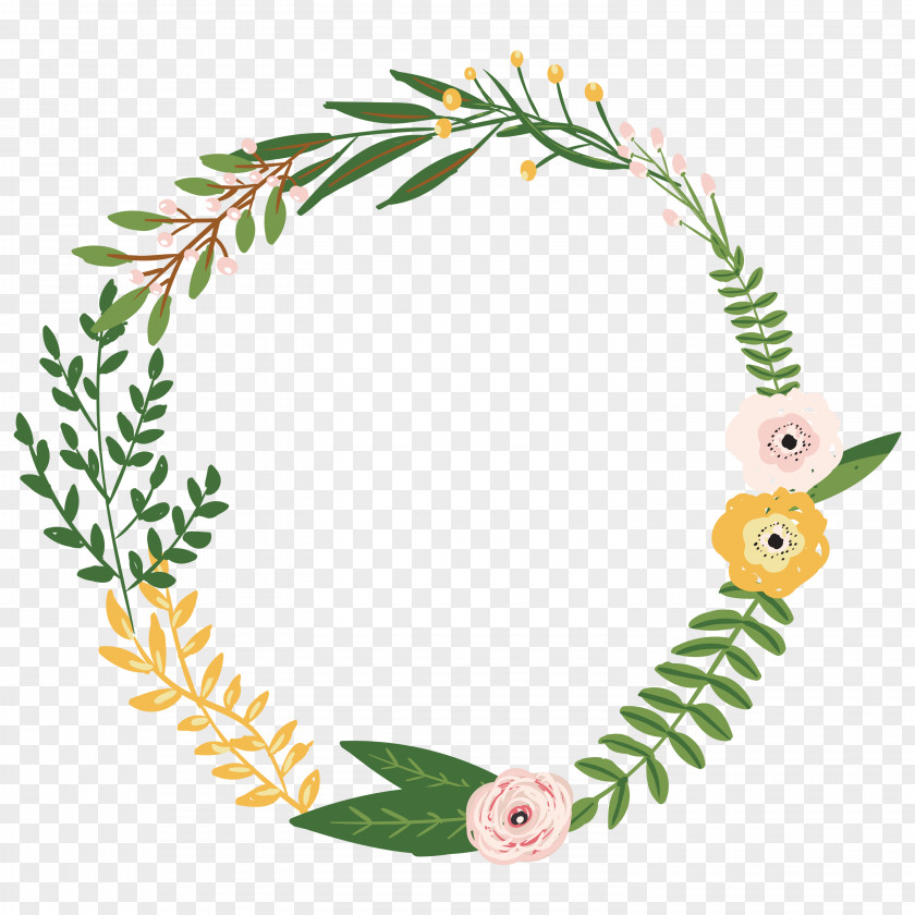 Plants Wreath Drawing PNG