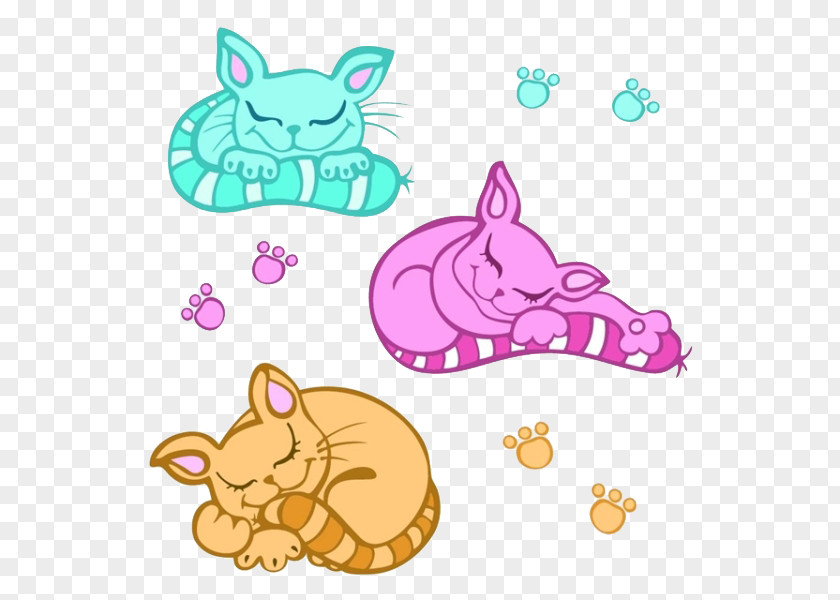 Three Sleeping Cartoon Cats Cat Kitten Stock Photography Clip Art PNG