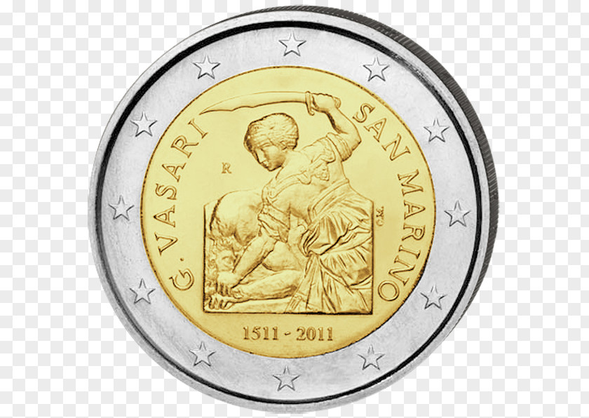 Coin 2 Euro San Marino Commemorative Coins Sammarinese PNG