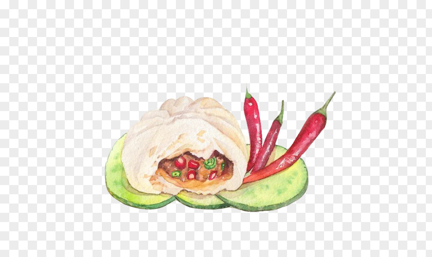 Meat Buns Hand Painting Material Picture Baozi Veggie Burger Stuffing Watercolor PNG