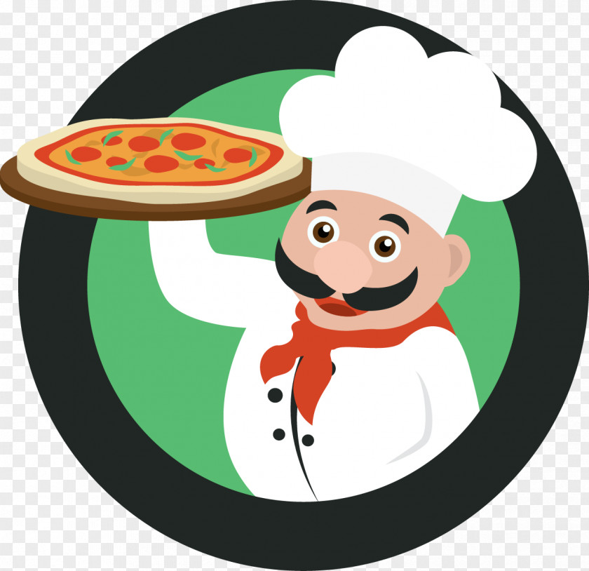 Vector Carrying Pizza Chef Take-out Template PNG