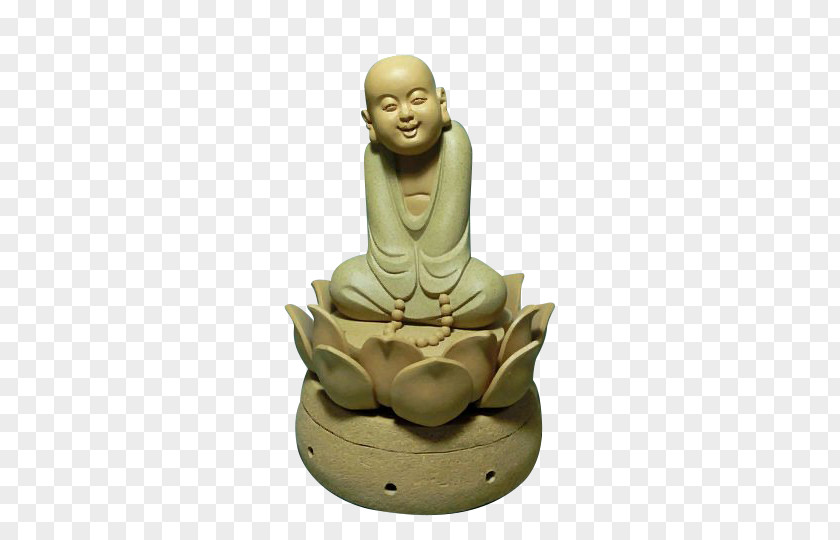 Little Monk Sitting On The Lotus Stage Buddhist Meditation Statue Pixel PNG
