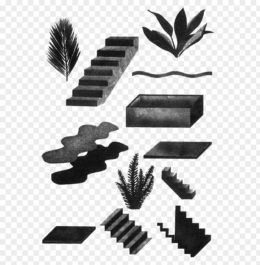 Black And White Stairs Collage Drawing Architecture Illustration PNG