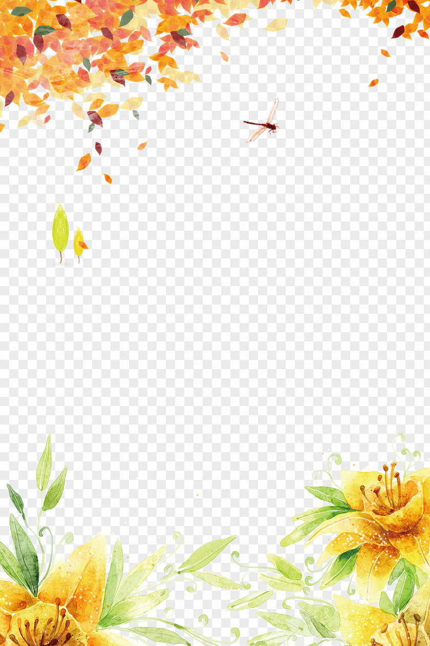 Fall Border Stock Floral Design Yellow Pattern PNG