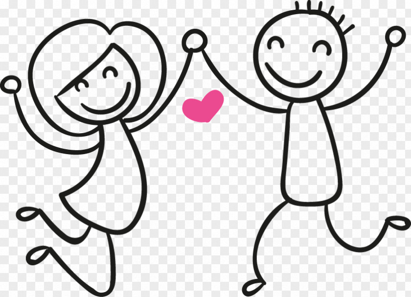 Love Couple Stick Figure Drawing Embroidery PNG