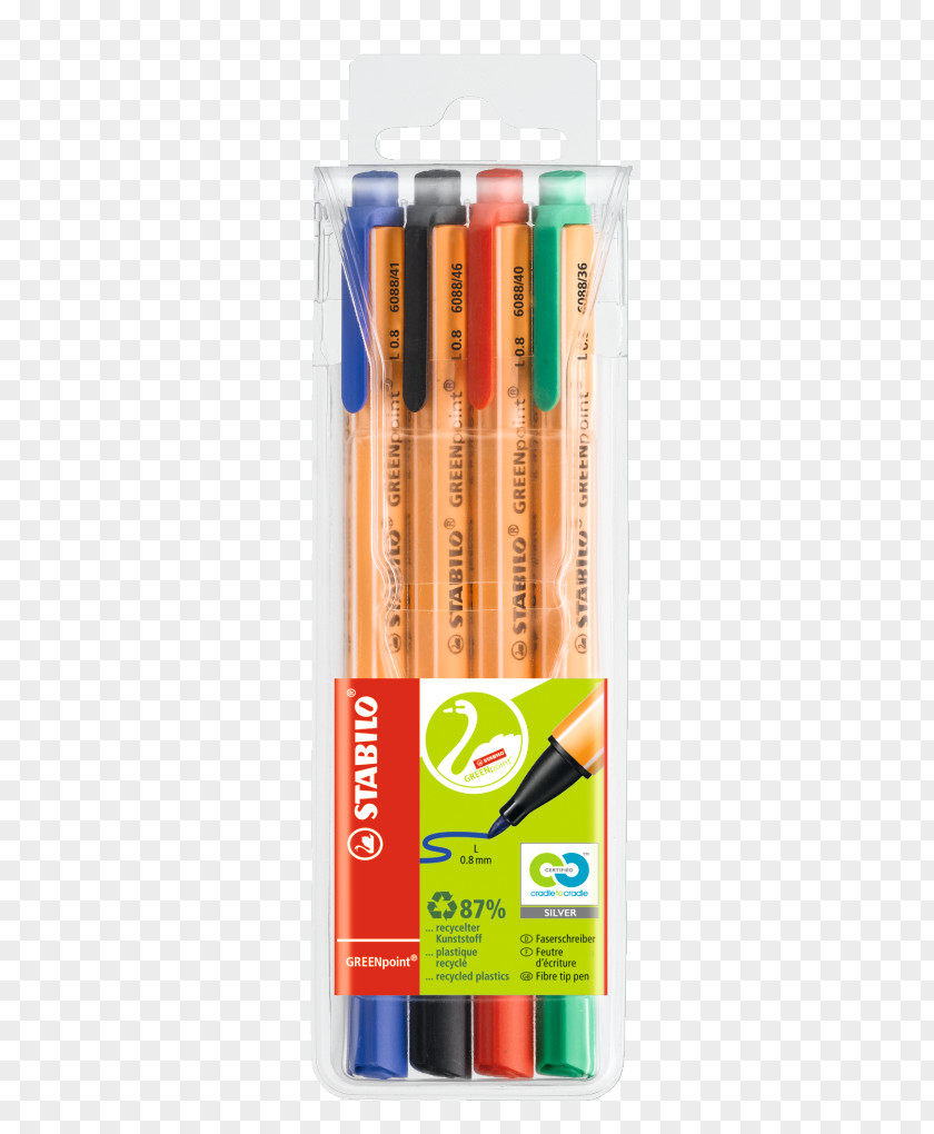 Fibre-tip PenBlack0.8 MmLargePen Paper Marker Pen GREENpoint Porous Point Stabilo PNG