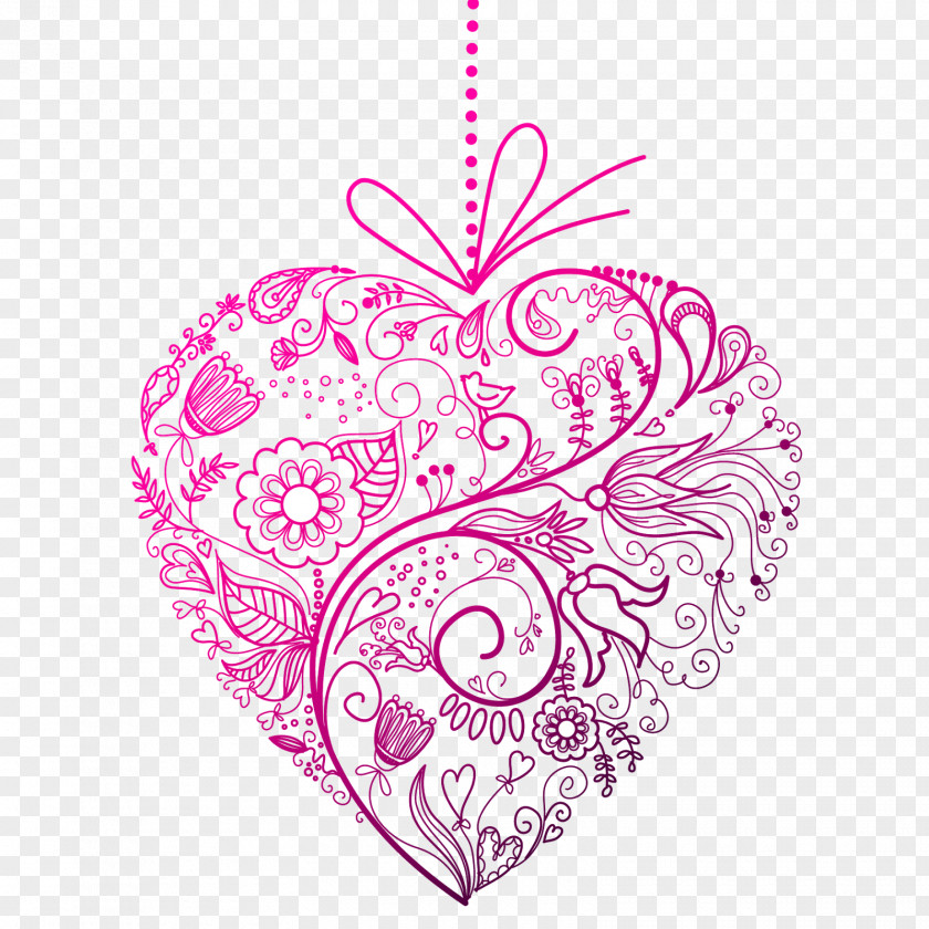Purple Heart Flower Floral Design Clip Art PNG