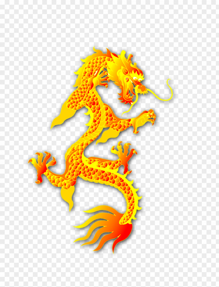 Golden Dragon Pattern China Chinese PNG