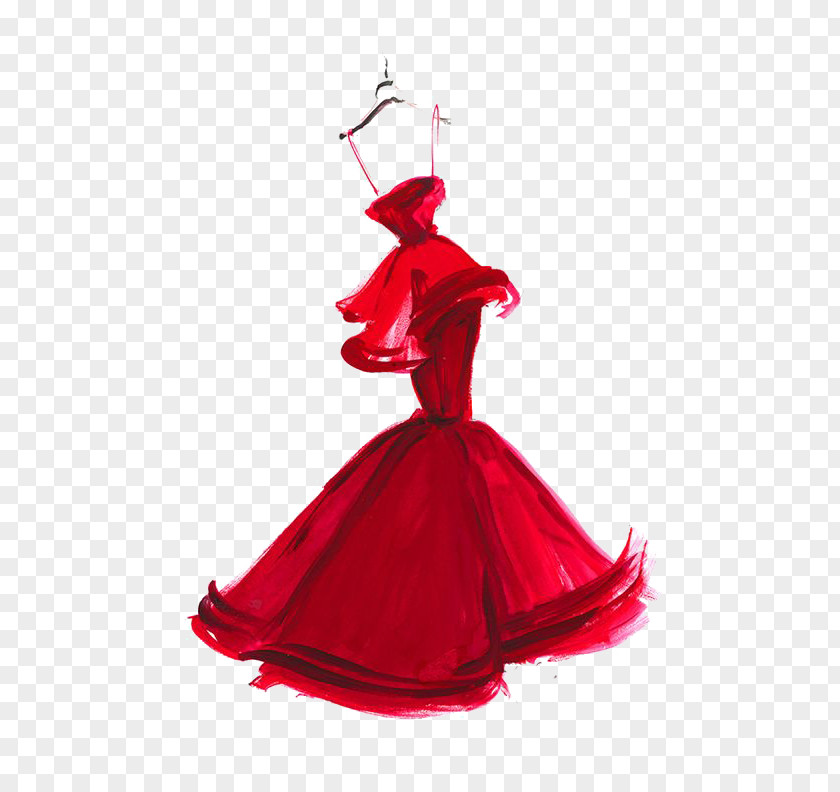 Red Dress New York Fashion Week Illustration Gown PNG