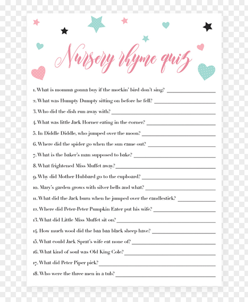 Watercolor Nursery Quiz Party Rhyme Game PNG