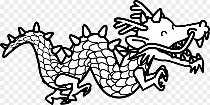 Dragon Images Black And White Chinese Coloring Book Clip Art PNG