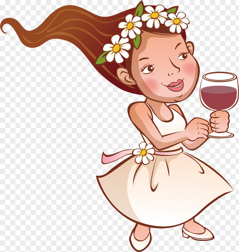 Drink Red Wine Beauty Animation Cartoon Love PNG