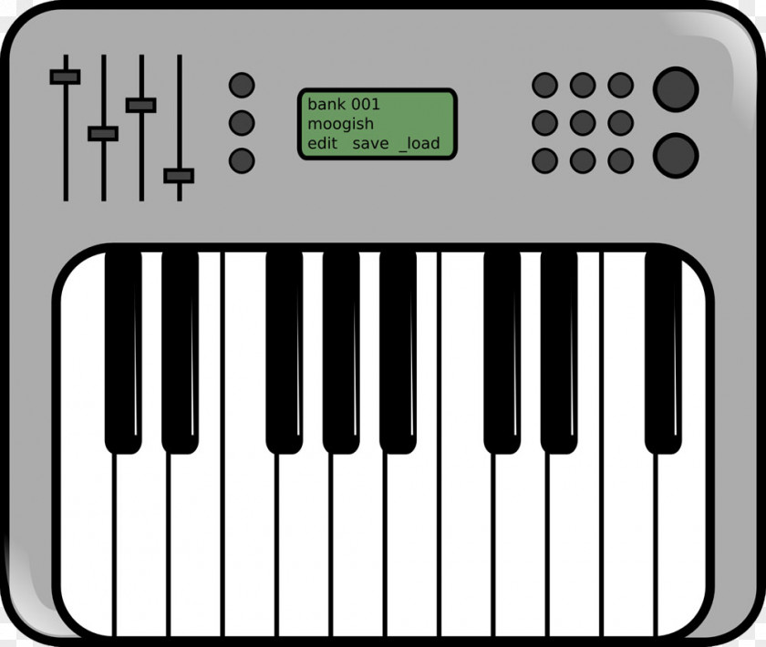 Grey Piano Keyboard Synthesizer Clip Art PNG