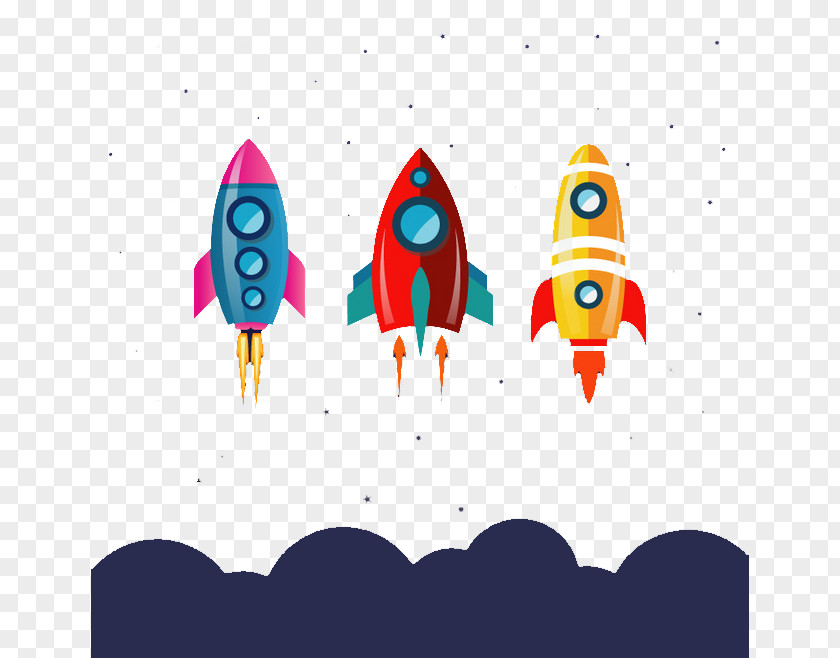 Hand-painted Rocket Takeoff Outer Space Astronaut PNG