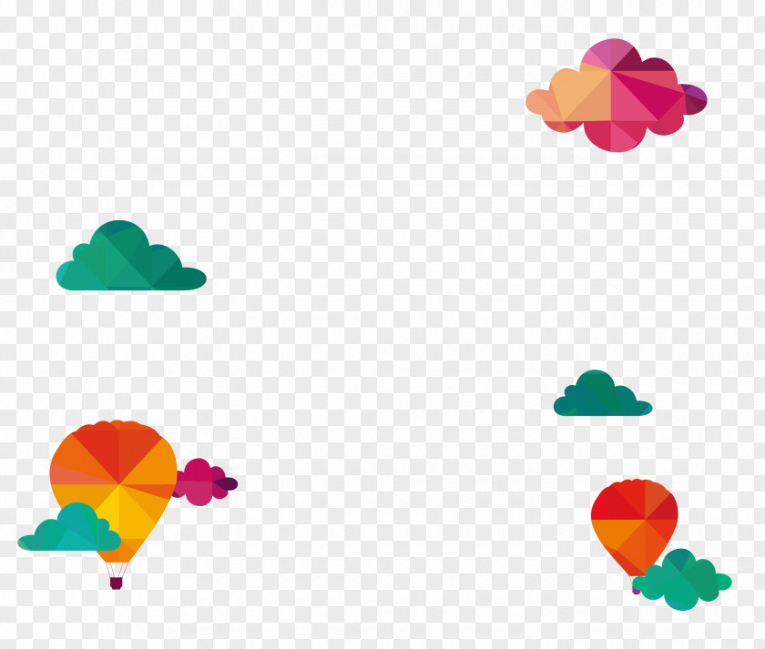 Cool Clouds, Hot Air Balloon Vector Travel Euclidean Illustration PNG