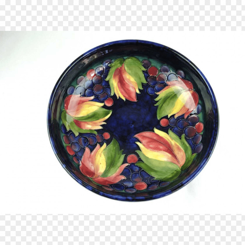 Hand Painted Autumn Leaves Moorcroft Plate Ceramic Pottery Bowl PNG