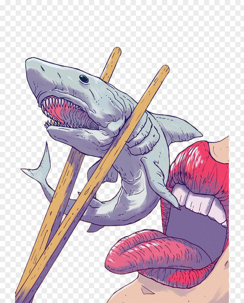 IllustrationEating Shark Cartoon Drawing Illustration PNG
