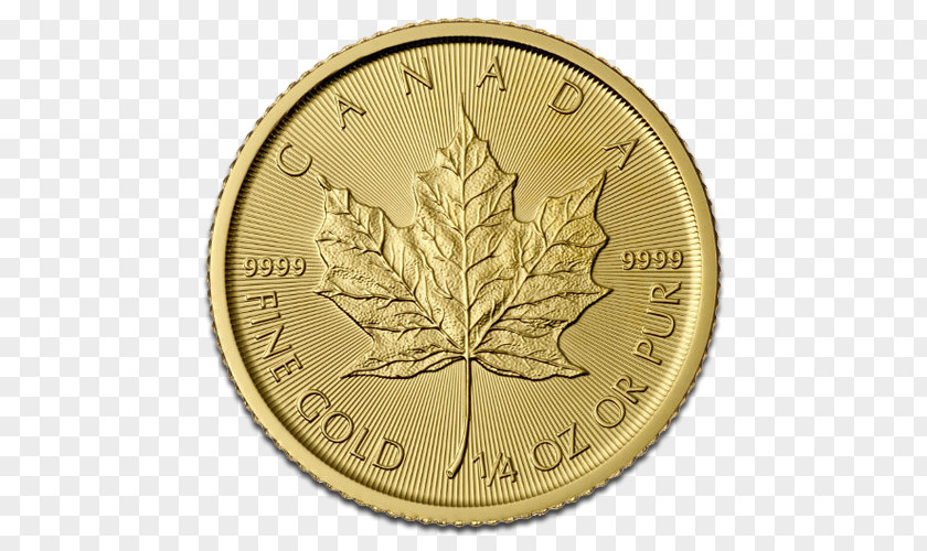 Gold Leaf Canadian Maple Ounce Bullion Coin PNG