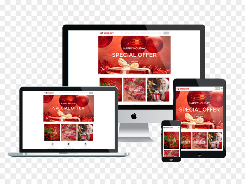 Christmas Theme Responsive Web Design Website Gift Page Layout WordPress PNG