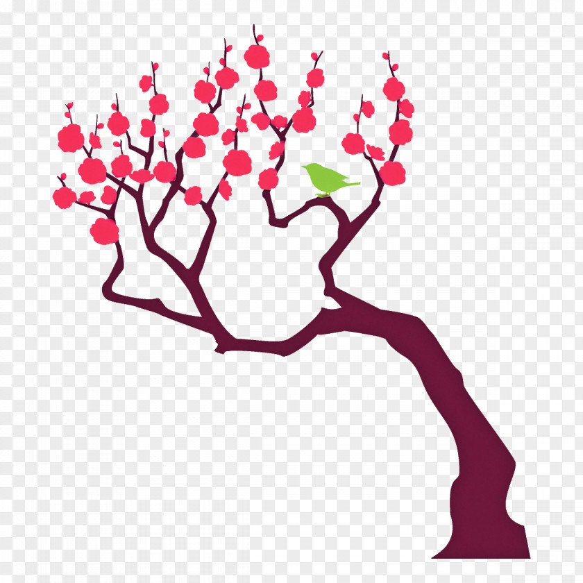 Magenta Cut Flowers Cherry Blossom PNG