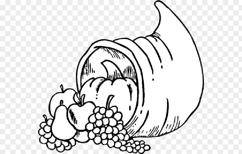 Child Coloring Book Thanksgiving Day Cornucopia Page PNG