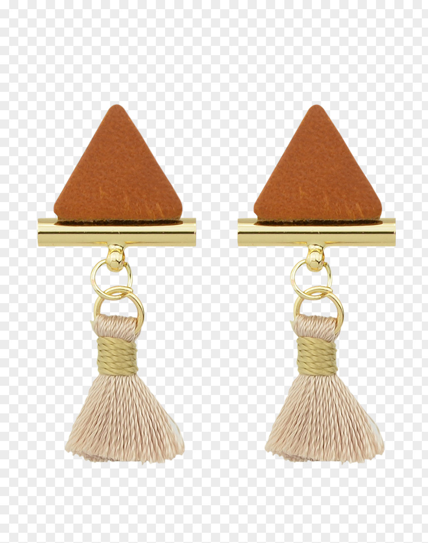 Gold Snowflake Ball Earring Brown Tassel Triangle PNG