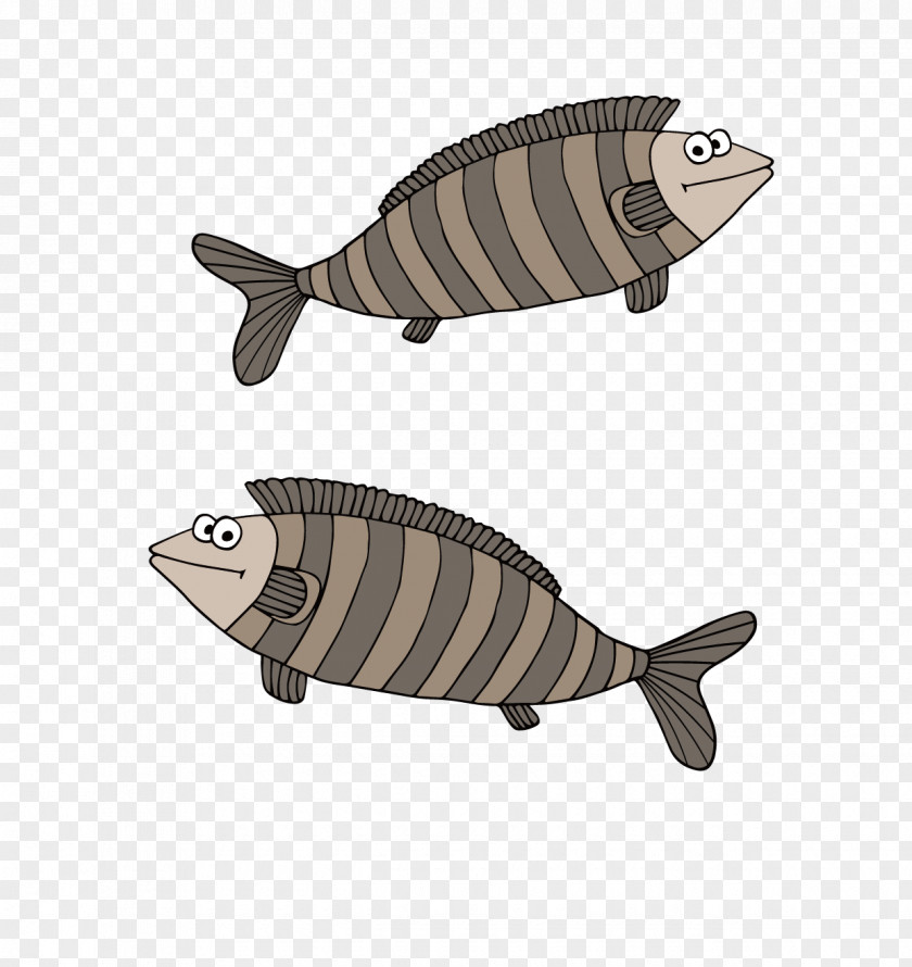 Cartoon Fish Vector Material Grey PNG