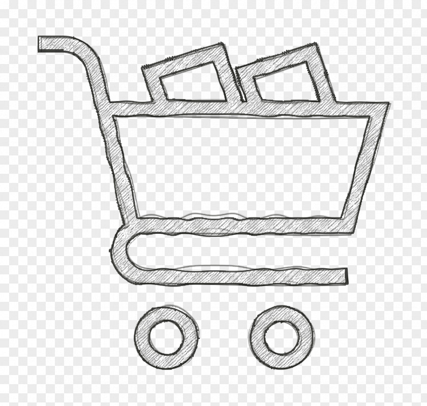 Line Art Vehicle Supermarket Icon Shopping Cart Business And Trade PNG