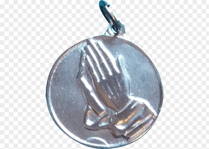 Sterling Silver Cross With Praying Hands Locket PNG