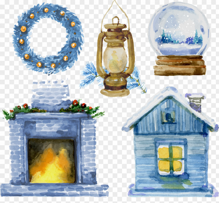 Christmas Houses With Oil Lamps Fancy Dress PNG